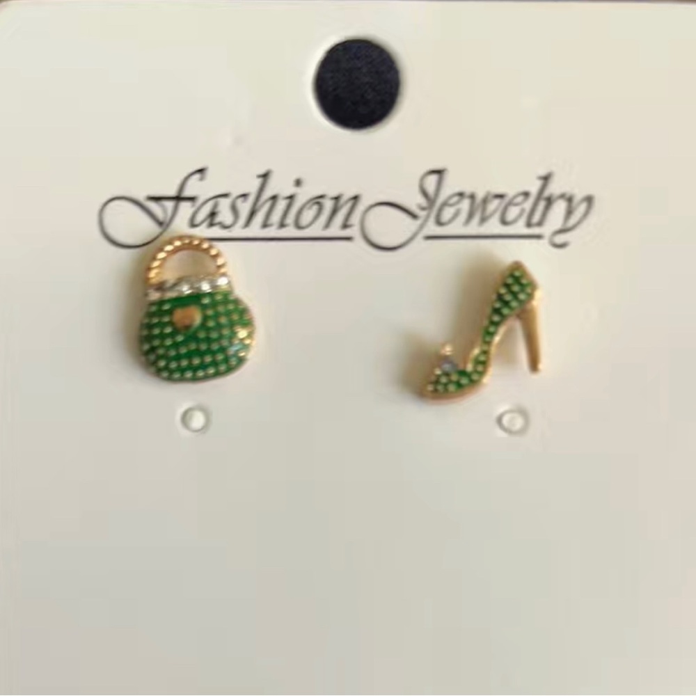 Gold Plated Heel and Purse Earrings NIP
